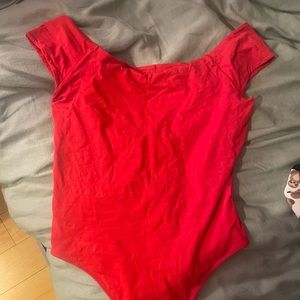 Everlane off the shoulder red bodysuit